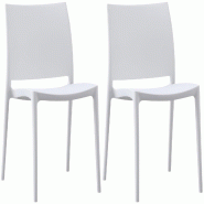 Décoshop26 - Lot de 2 chaises empilable design en plastique couleur blanc résistant aux UV – jardin terrasse et intérieur 10_0007915 - blanc 3000
