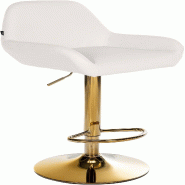 Décoshop26 - Tabouret de bar x1 avec repose-pieds et dossier bas desig moderne assise en PVC blanc cadre métal doré 10_0006150 - blanc métal 30002