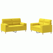 Ensemble de canapés 2 pcs avec coussins jaune clair tissu Modèle Fusion Plus - 8721012065567