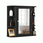 Helloshop26 - Armoire de salle de bain murale 65 x 17 x 64 cm rangement optimal avec miroir moderne en MDF noir 20_0012754 - noir Bois manufacturé 30