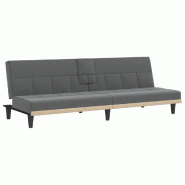Helloshop26 - Canapé-lit avec porte-gobelets tissu gris foncé 02_0020423 - gris polyester 3001090488003