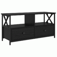 Helloshop26 - Meuble TV rectangulaire pratique rangement salon 90 x 33 x 45 cm en bois d'ingénierie chêne noir 02_0052724 - noir Bois massif 3000237