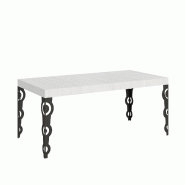 Itamoby Table Extensible 90X180/440 Cm Karamay Frêne Blanc Structure Anthracite - blanc VE180TAKRY440-BF-AN