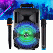 My Deejay Encente DJ sur batterie DJOON08 - 400W à LEDs RVB USB/SD/Bluetooth, 2 Micros VHF pour Karaoké - 3666638048677