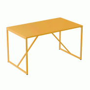 Oviala Business Table à manger rectangulaire 4 places en acier jaune - jaune acier 113997