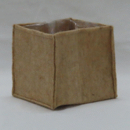 Pot en jute naturel intissé avec doublure en plastique 14x14x13 cm - par 12