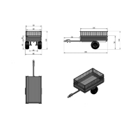 Remorque simple essieu 350kg benne galvanisée basculante 1200x850x300 mm + réhausses Torros AHR350G Remorque simple essieu 350kg benne galvanisée basculante 1200x850x300 mm + réhausses Torros AHR350G