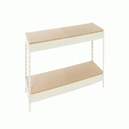 SimonRack Rayonnage industriel, 900x1200x450 mm, 400 kg au point de flexion, 2 étagères bois, rayonnage garage, Blanc/Bois- Ecoforte - blanc métal