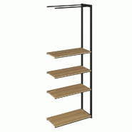 Suite structure Cage noir 88x40x240cm 4 tablettes olivier