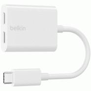 Adaptateur audio et de charge USB-C Belkin RockStar, blanc - F7U081btWH