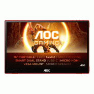 AOC 16G3 téléviseur et moniteur portables Moniteur portable Noir, Rouge 39,6 cm (15.6") TFT 1920 x 1