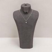 Buste parure suédine gris 9,5x17,5x28 cm