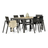 DCB GARDEN Ensemble repas de jardin 6 places avec plateau céramique beige - VENISE - gris aluminium VENISE-TB200+6FT DCB GARDEN Ensemble repas de jardin 6 places avec plateau céramique beige - VENISE - gris aluminium VENISE-TB200+6FT