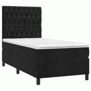 Décoshop26 - Cadre de lit LED avec sommier tête de lit matelas 100x200 cm tissu velours noir TDL0209322 - noir 3001714082723