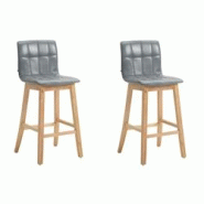 Décoshop26 - Lot de 2 tabourets de bar desing moderne assise avec couture carré en PVC gris 10_0004055 - gris 3000251910278 Décoshop26 - Lot de 2 tabourets de bar desing moderne assise avec couture carré en PVC gris 10_0004055 - gris 3000251910278