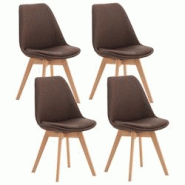 Décoshop26 - Lot de 4 chaises de salle à manger cuisine bureau style scandinave en tissu marron pieds en bois CDS10087 - marron 3000667269601 Décoshop26 - Lot de 4 chaises de salle à manger cuisine bureau style scandinave en tissu marron pieds en bois CDS10087 - marron 3000667269601