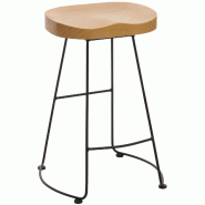 Décoshop26 - Tabouret de bar chaise de comptoir x1 avec repose-pieds design industriel en métal et bois 04_0008592 - métal 3000262639953