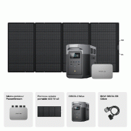 EcoFlow DELTA 2 Max Générateur solaire (PV400W) + PowerStream - EcoFlow DELTA 2 Max + 2 * Panneaux solaires 400 W + PowerStream (câble de batterie inclus)