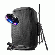 Enceinte active Gemini AS-2115BT-PK, Boomer 15", Puissance 2000W, USB Bluetooth RADIO FM, TWS, pied, micro, Jeu de lumière OVNI - 3666638049469