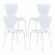 Helloshop26 - Lot de 4 chaises de salle à manger 80 x 48 x 45,5 cm moderne design robuste blanc 03_0009809 - blanc métal 3000224881109