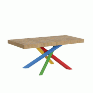 Itamoby Table Extensible 120/380X90 Cm Volantis Premium Chêne Naturel Pieds Multicolores 4/B - marron 8050598907641