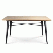 Kosmi Table rectangulaire 140x80 cm – Plateau en bois massif clair et piètement métal noir mat – Style industriel - noir métal 3760301692621 Kosmi Table rectangulaire 140x80 cm – Plateau en bois massif clair et piètement métal noir mat – Style industriel - noir métal 3760301692621