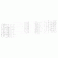 Lit surélevé à gabion fer galvanisé 260 x 50 x 50 cm Argent 02_0039911 - 3000218677152