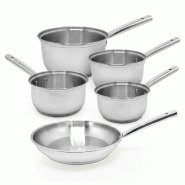 Lot de 4 casseroles 16/18/20/22 cm et 1 poêle en inox 24 cm Fackelmann Rhona - gris inox 3176239913149