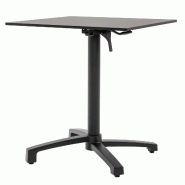 METRO PROFESSIONAL Table pliante MASSINI, aluminium, 60 x 60 cm, plateau de table HPL, pieds de nivellement réglables automatiquement, noir - noir al
