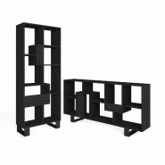 SKRAUT HOME Étagère Bibliothèque, 174x67x31, Design industriel, Noir - noir Bois manufacturé 607_19
