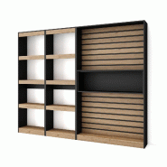 SKRAUT HOME Étagère Bibliothèque, 230x186x25cm, Salon Salle à manger Bureau, Salon, Bureau, Chêne et noir - beige Bois manufacturé 86_7