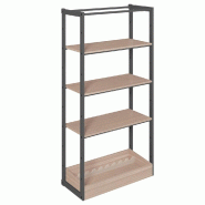 Structure Cage noir suspendue 90x40x180cm 3 tablettes et bac noyer