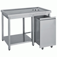Table inox avec étagère, trou vide-déchets et poubelle 150 litres - Dimensions 800x700x850 mm Table inox avec étagère, trou vide-déchets et poubelle 150 litres - Dimensions 800x700x850 mm