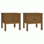 Tables d'appoint 2pcs Marron miel 50x50x49cm Bois massif de pin Modèle Balcon Rho Plus - 813801