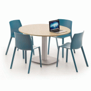 Table de réunion ronde Ontario en bois - pied tulipe carré métal - diamètre 90/100/110/120 cm Table de réunion ronde Ontario en bois - pied tulipe carré métal - diamètre 90/100/110/120 cm