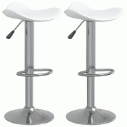 Tabourets de bar lot de 2 blanc acier chromé et cuir artificiel Modèle Flex Confort - blanc 335089