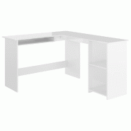 VidaXL Bureau d'angle en forme de L Blanc brillant Bois d'ingénierie Modèle Sirius Modern - blanc 800753