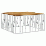 VidaXL Table basse argenté acier inoxydable et bois massif d'acacia Modèle Élixir Horizon - 350071