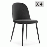 VS Venta-stock Lot de 4 chaises Kana noir, pieds en métal et assise rembourrée - noir I22023