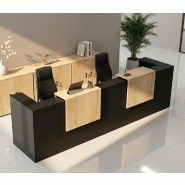 Banque d'accueil 2 personnes delta first avec 2 tops - mobel linea - noir, oui, 364, chêne veiné