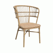 Chaise kyoto en rotin tressage nylon style naturel pour extérieur - tigaone - beige 3701680323355