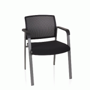 Chaise visiteur / chaise de conférence MEET réseau / tissu noir hjh OFFICE - noir polyester 738105