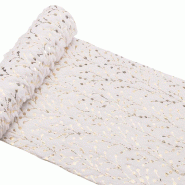 Chemin de table fourrure blanc twigs impression or mat 28cm x 3m