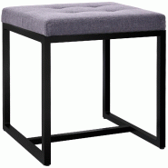 Décoshop26 - Banc d'entrée tabouret contemporain largeur 40cm à structure en métal noir assise capitonnée en tissu gris foncé 10_0005932 - méta