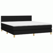 Décoshop26 - Cadre de lit LED avec sommier tête de lit matelas 160x200 cm tissu noir TDL0209178 - noir 3001688982722