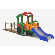 Structure pour aire de jeux en bois lamellé, panneaux PE-HD - KLASIK Structure pour aire de jeux en bois lamellé, panneaux PE-HD - KLASIK
