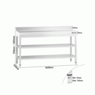 GGM Gastro Tables Inox de Travail Premium avec Dosseret et 2 étagères - Profondeur 700 mm - ATK167AZB - 4063326276043_0