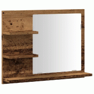 Helloshop26 - Armoire à miroir de salle de bain murale design épuré 60 x 10,5 x 45 cm espace de rangement en bois d'ingénierie vieux 02_0050827 -