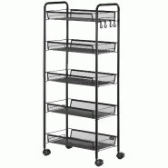 Helloshop26 - Chariot de rangement 45 x 26,5 x 106 cm 5 niveaux paniers métalliques amovibles style industriel moderne en acier noir - noir métal 30