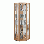 K-Möbel Vitrine d'angle en verre sur pied 176x56,5x56,5 cm Made in Germany avec serrure miroir & LED Hêtre - beige Bois manufacturé C1085B_0